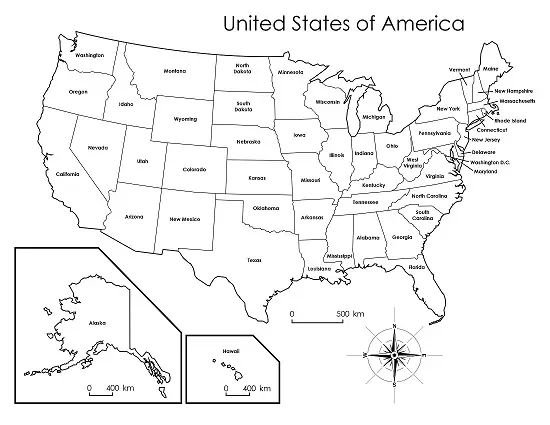 blank map of usa with states