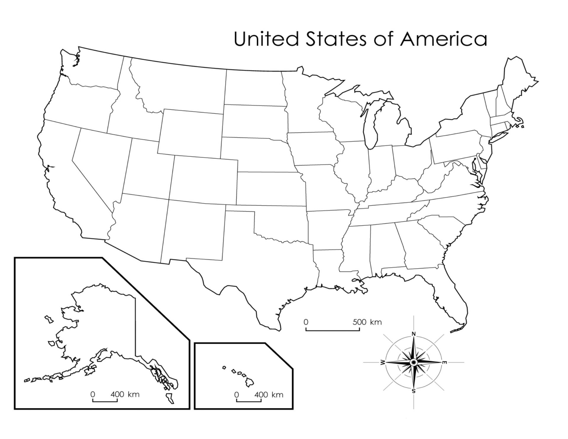 Соединенные штаты Америки контурная карта