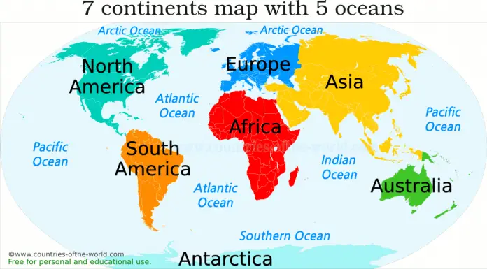 The Seven World Continents And Oceans Map 696x385 